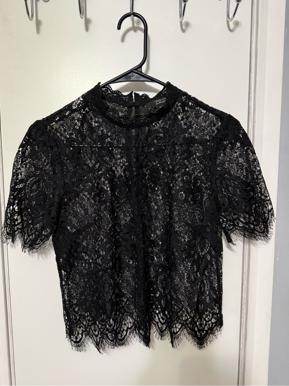 Forever 21 Black Lace Short Sleeve